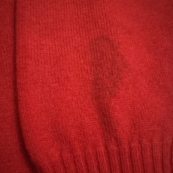 Vintage McGeorge of Dumfries Lambswool Sweater V Neck Red XL 22x25 Distressed - Picture 2 of 11